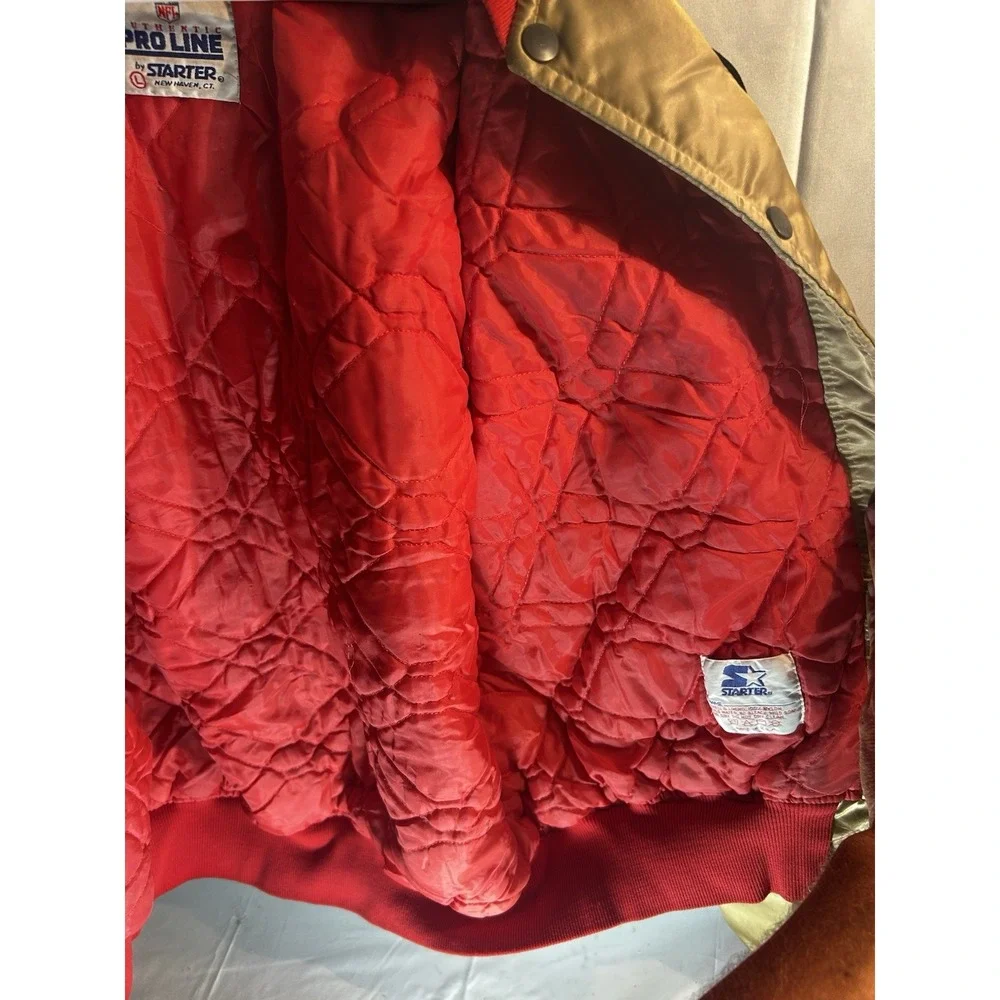 Vintage 90s Starter Satin San Francisco 49ers Gold Pro Line Jacket USA Mens L